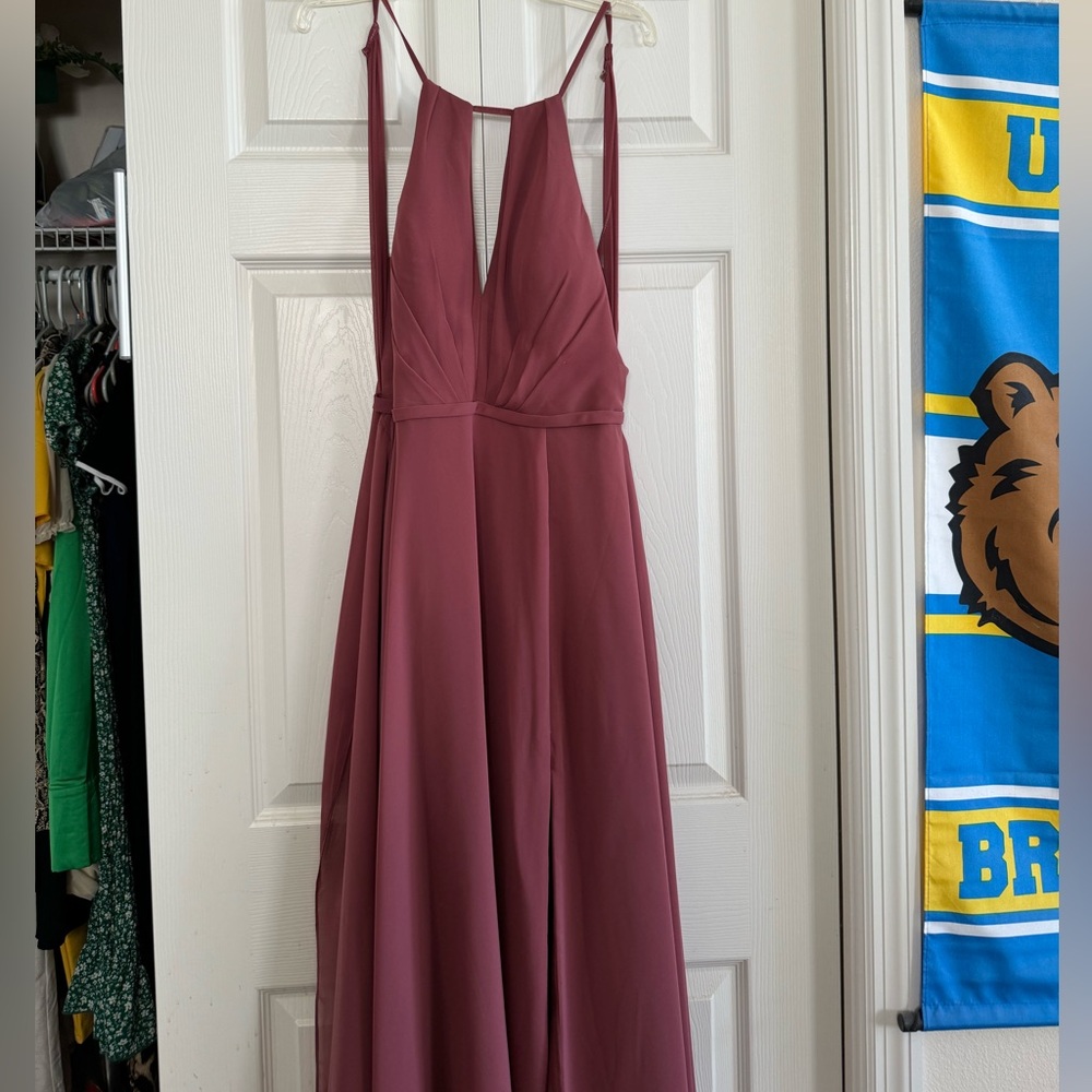 Pink Azazie Bridesmaids Dress Maxi